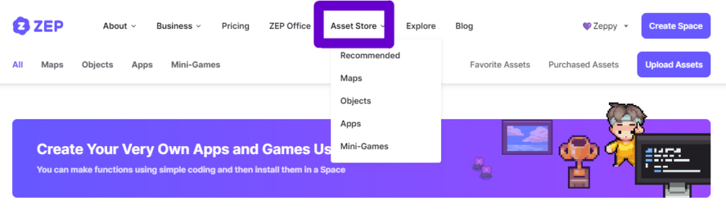 Asset Store in ZEP.